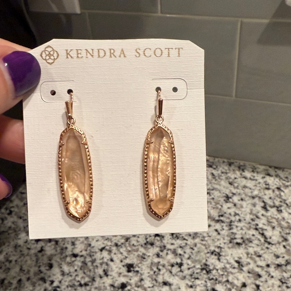 Kendra Scott Rose Gold & Peach Stone Earrings